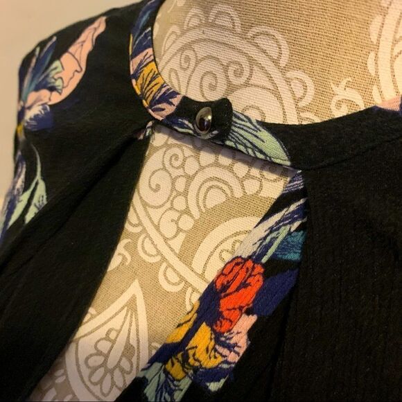 Free People Black Tropical Floral Tunic Top - Picture 7 of 8